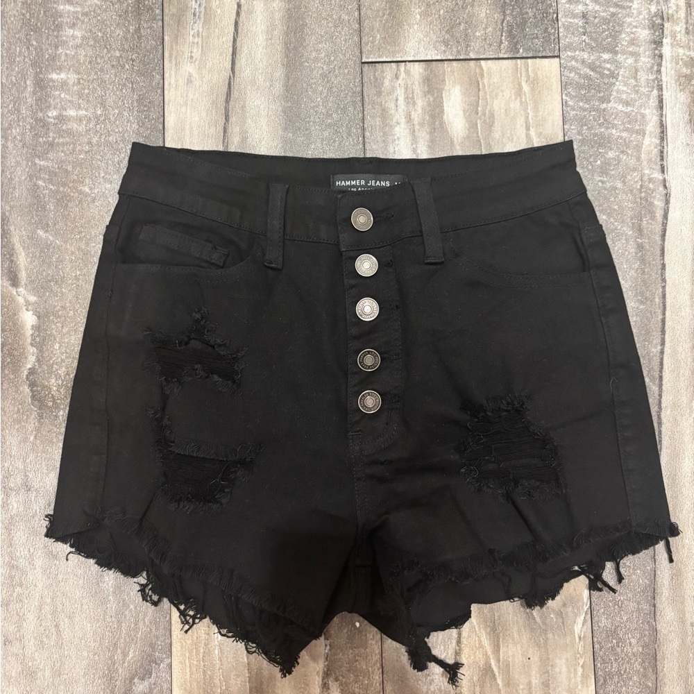 Hammer Jeans Shorts Distressed Black  Sz M